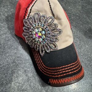 Olive & Pique Large Rhinestone Flower Bling Hat